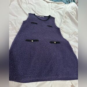 Purple Sleeveless Sheath Dress with Black Accents